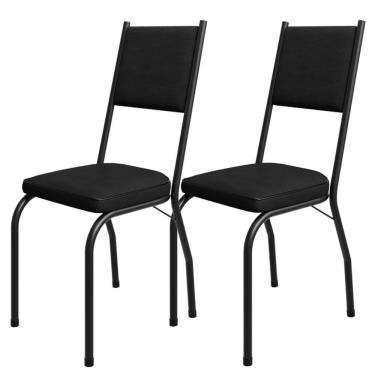 Imagem de Kit 2 Cadeiras Tubular Europa 258 Preto Assento Preto Artef Preto