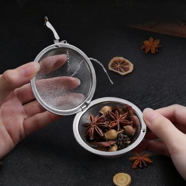 Imagem de Bola de infusor de especiarias reutilizável com corrente para panela de sopa ou bola de tempero de malha de preparação de chá para cozinha e chá de folhas soltas (prata, M)