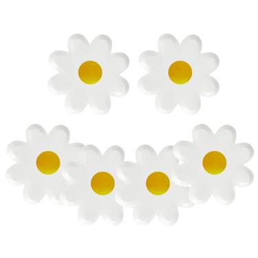 Imagem de NOVIPEROW Pacote com 50 pratos de papel em forma de flor, pratos de margarida branca de 22 cm, pratos de sobremesa descartáveis premium para dia dos namorados, aniversários, chás de bebê e festas