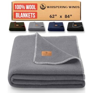 Imagem de Cobertor 100% lã – Cobertor premium ultramacio, grosso, quente, grande, 152 x 213 cm, cobertor de cama e acampamento para ambientes internos, externos, arbustos e sobrevivência