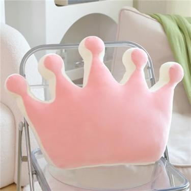 Imagem de Triflice Almofada de coroa princesa para cama, almofadas decorativas fofas e macias de desenho animado para meninas, decoração de quarto de crianças, linda almofada de sofá em forma de coroa (Pink02)