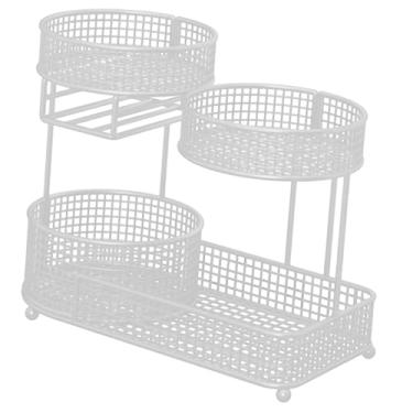 Imagem de Bothyi Organizador de Cozinha com Cesta de Frutas de 3 Níveis, Grande Capacidade, Cesta de Legumes com Porta-Lenços de Papel para Banquetes, Salas de Jantar, Branco