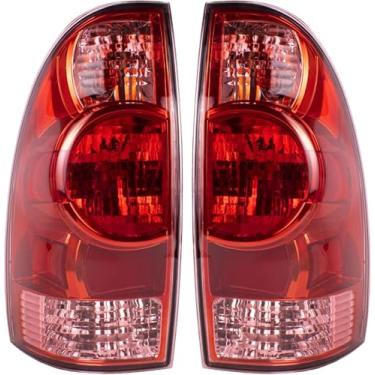 Imagem de SAFAUTOPARTS Par de montagem de luzes traseiras com arnês para Toyota Tacoma 2005-2015 lanternas traseiras de halogênio lâmpadas de freio traseiras lado do passageiro e do motorista, estilo original