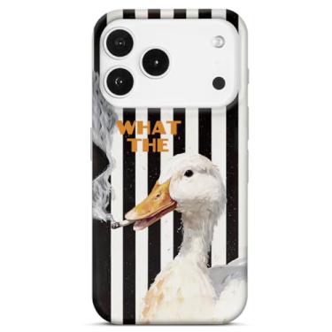 Imagem de Capa compatível com iPhone 17 Pro, pato fofo, pato engraçado, preto, listrado, capa de telefone estética para homens e mulheres