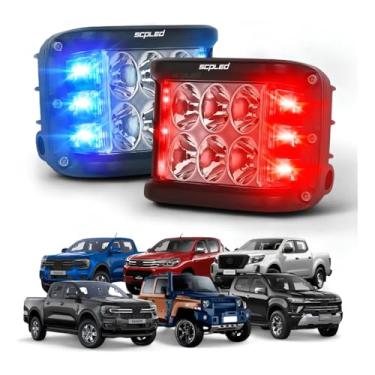 Imagem de Par Farol Milha Led 60w Com Strobo 1 Pç Azul E 1 Pç Vermelho