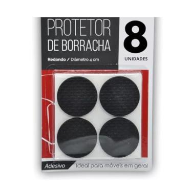 Imagem de Kit 8 Protetores de Borracha Autoadesivos 4x4cm Rendondo Para Pés de Móveis Portas e Quadros Anti-Risco e Anti-Deslizante
