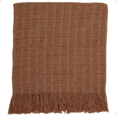 Imagem de Manta Decorativa para Sofá grande gigante Bege caramelo, 170x240 cm com Franjas