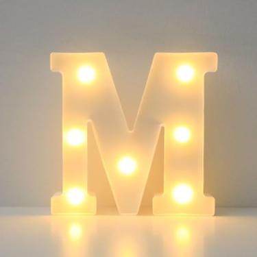 Imagem de Luz LED Letra M - Lâmpada neon decorativa de aniversário/pedido/festa (bateria não incluída)