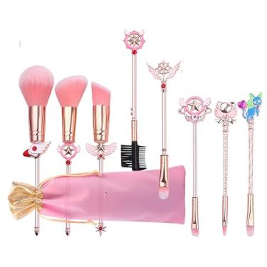 Imagem de Pincel de maquiagem de desenho animado para meninas, Harry 8 peças base blush pó sombra lábio sobrancelha Potter conjunto de pincéis com alça de metal para adolescentes crianças mulheres Natal