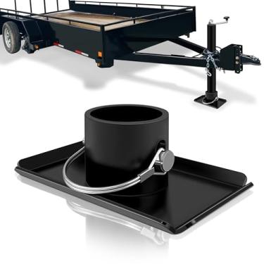 Imagem de VONLX Placa de base removível para reboque (com base de pino), almofada de pé preta com capacidade de 2,268 kg compatível com barco A-Frame, trailer de engate de barco, peças de lingueta de reboque de