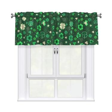 Imagem de Miaoquhe Cortina de Dia de São Patrício 137 cm x 45 cm Verde Trevo Irlandês da Sorte Trevo de Cozinha Folhas de Primavera Pequena Janela Tratamento Rod Pocket Valance para Decoração de Sala de Estar