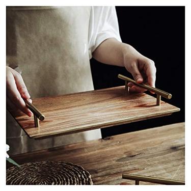 Imagem de Bandeja de café da manhã bandeja de servir bandeja de madeira com alças ótima para bandejas de jantar, bandeja de chá, bandeja de café da manhã ou bandeja de comida bandeja de servir