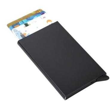 Imagem de Porta Cartões Antifurto Com Proteção Rfid Estrutura Em Alumínio Capacidade Para Seis Cartões Design Compacto Leve (Preto)