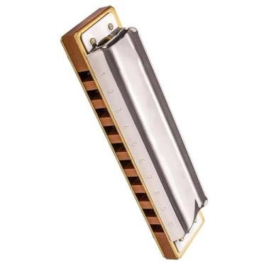 Imagem de Gaita profissional Play 10 furos 20 tons harmônica diatônica blues harpa material de cobertura de aço inoxidável