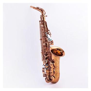Imagem de Saxofone alto profissional cor dourada café instrumento de saxofone alto de alta qualidade escultura profunda saxofone alto