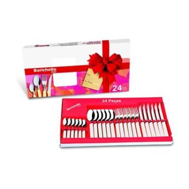 Imagem de Faqueiro Inox 24 Peças Cabo Plástico Branco Barrichello