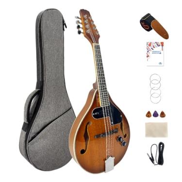 Imagem de ModouString A Style Mandolin Instrument, Mahogany Acoustic Electric Bandolim 8 Cordas Sunburst Kit Completo para Iniciantes com Bolsa, Cordas