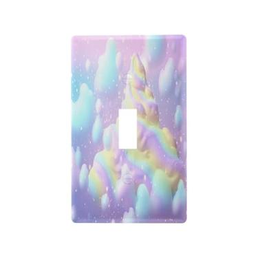 Imagem de Blueangle Capa para placa de parede para interruptor de luz - Capa decorativa para interruptor de luz de redemoinho de sorvete arco-íris placa de parede, tamanho 1 - gangue 4,53 x 2,76 polegadas (572)