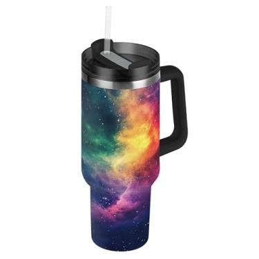 Imagem de SEHANY Copo Stars and Galaxy 1,134 g com tampa e canudo, aço inoxidável de vácuo duplo isolado garrafa de água esportiva suporte para copo de café de viagem à prova de vazamento para bebida gelada