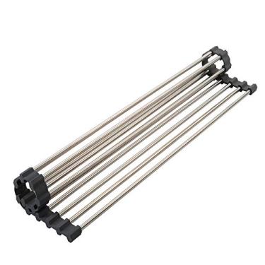 Imagem de Kitchen Details 48 cm x 24,5 cm x 0,5 cm silicone grande multiuso, tapete de louça, perfeito louças frágeis, balcões de proteção enrolam sobre a pia, cinza