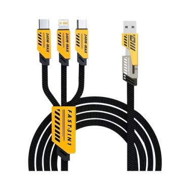 Imagem de Carregador Rápido 3 Em 2 240W Cabo Micro USB Tipo C 1.2m Carregador Mu