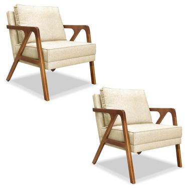 Imagem de Kit 2 Poltronas Decorativas De Luxo Frida Linho Pérola