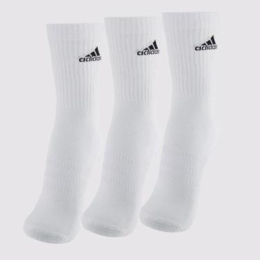 Imagem de Kit Meia Adidas Cano Alto 3 Pares Preta e Branca, M