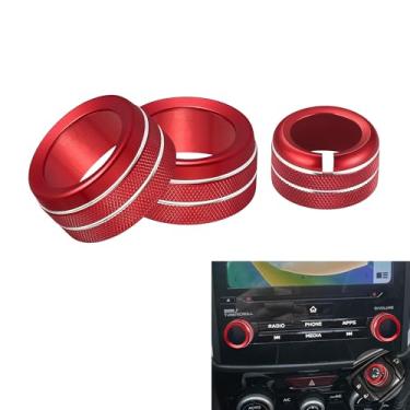 Imagem de TOMALL 3 peças de alumínio para botão de volume de rádio para espelho retrovisor compatíveis com Subaru Forester 2019-2024, Impreza Crosstrek XV 2018-2023 Acessórios interiores de acabamento de botão