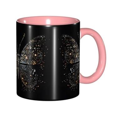 Imagem de Zeraoke Canecas de café criativas com estampa de borboletas de strass, personalizadas, presente para a família, tamanho de 325 ml, unissex