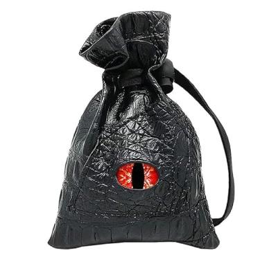Imagem de Bolsa de dados com cordão, couro PU, DND, bolsa de dados, tarôs, cartões oráculos, bolsa de armazenamento para presente, moedas, acessórios de joias - olho vermelho
