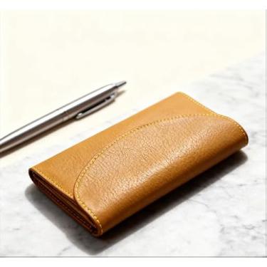 Imagem de Carteira longa para mulheres e homens, carteira feminina ultrafina com vários compartimentos para cartões e 2 compartimentos para dinheiro, porta-cartões elegante com fecho de pressão para uso diário