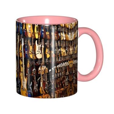 Imagem de Zeraoke Caneca de café criativa com impressão de guitarra musical, personalizada, presente para família, tamanho de 325 ml, unissex