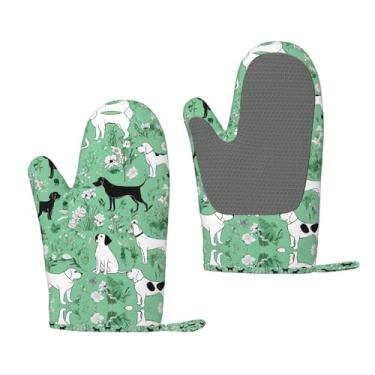 Imagem de Luvas de forno de silicone resistentes ao calor com estampa de cabras, aderência antiderrapante, uso para grelhar e cozinha (pacote com 2)