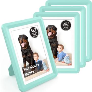 Imagem de vilkok Porta-retrato com tapete de 12 x 17 cm, instalação em 5 segundos sem ferramentas, molduras de design de segurança sem metal, molduras leves vêm em 8 cores para decoração de casa, casamento e