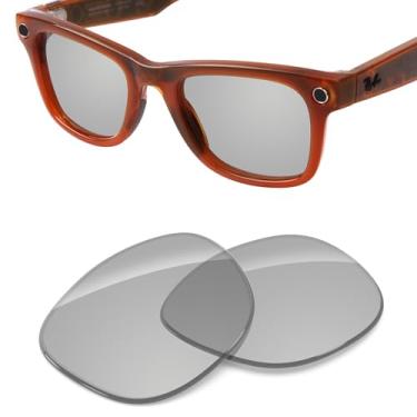 Imagem de Tintart Lentes de substituição de desempenho compatíveis com RayBan Meta Wayfarer RW4008 53 mm AI Glasses-Grey Photochromicr Anti Blue Light, proteção UV, transição, resistente a arranhões