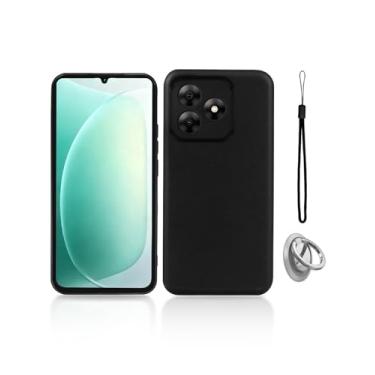 Imagem de KONXISA Capa para Blackview Wave 9C, capa de telefone com fivelas e cordões, capa protetora de material TPU premium, capa protetora com arranhões, resistente a quedas, anti-impressão digital, preta