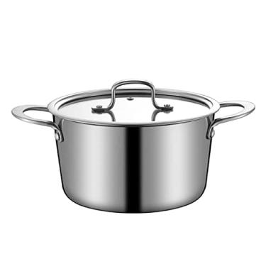 Imagem de uhyOHF Panela de sopa com tampa de vidro - Panela de sopa de aço inoxidável 316 grossa multifuncional panela de cozimento de macarrão doméstico adequada para todos os fogões (20 cm