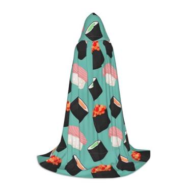 Imagem de Capa com capuz de Halloween com estampa de comida de sushi, capas góticas renascentistas, para cosplay, capas com capuz, unissex