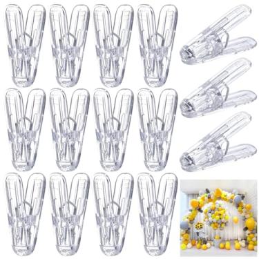 Imagem de CRASPIRE Pacote com 20 grampos de mola de plástico transparente, clipes de arco de pano de fundo de 6 cm, pequenos clipes de grampo de mola de pano de balão transparente para arco de balão