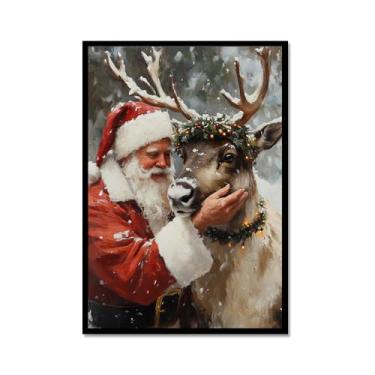 Imagem de Vintage Natal Papai Noel árvore de Natal boneco de neve impressões pintura em tela cenário de inverno imagens de arte de parede para sala de estar decoração de casa (SKU6,30.5x40.6 cm = (30x40cm