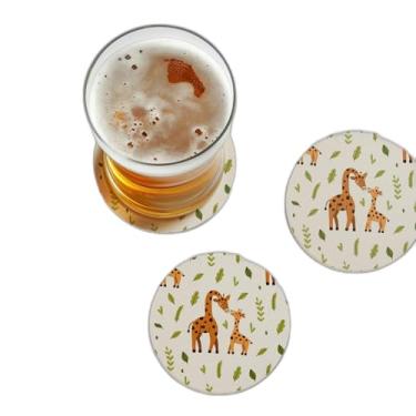 Imagem de Porta Copos Com Ilustração Personalizada Mãe Girafa E Bebê - Tamanho 10.5x10.5 cm