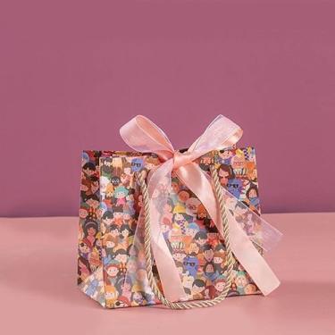 Imagem de 3 peças 15 x 13 x 8 cm sacos de presente de papel acessíveis com fita e alça - lembrancinhas de festa, lembrancinhas de casamento, presentes de Natal