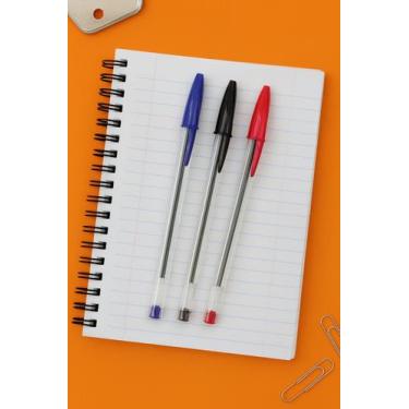 Imagem de Kit 3 Canetas Bic Cristal  Azul, Preta e Vermelha