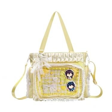 Imagem de KJEYOB Bolsa Ita, bolsa de exibição de pinos transparentes DIY com inserção e acessórios, bolsa transversal anime Kawaii Ita, bolsas de ombro femininas Y2K, Amarelo, Medium, Moderno