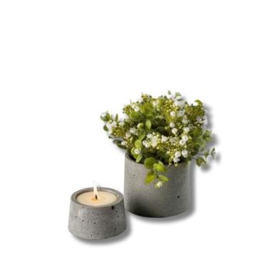 Imagem de Vela Aromática Clean Cinza com Cachepot Decoração Minimalista Aroma Suave e Ambiente Aconchegante