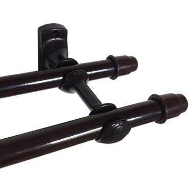 Imagem de Kit Varão de Cortina Duplo 19mm x 19mm (Marrom, 3,00m)