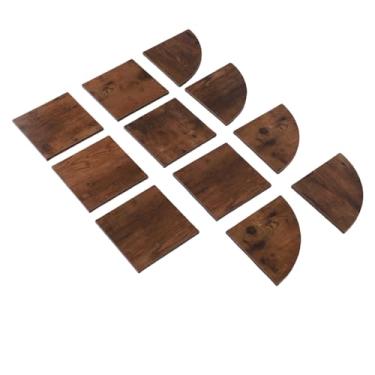 Imagem de Zhjvihx Prateleira de Canto de 5 Camadas, MDF Montada na Parede e Estante Flutuante de Ferro Com Placas Curvas e Quadradas, para Sala de Estar, Quarto, Escritório, Marrom