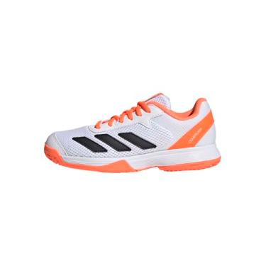 Imagem de adidas Tênis infantil unissex Courtflash (criança pequena), Laranja lúcido/Cyber Metallic/Branco Pena, 11 Little Kid