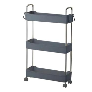 Imagem de Prateleira Multiuso 3 Andares em Plástico e Aço Inox com Rodízios 360° para Organização Versátil