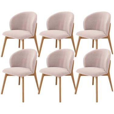 Imagem de Kit 06 Cadeiras de Jantar e Estar Living Estofada Mia L02 Bouclê Rosê - Lyam Decor